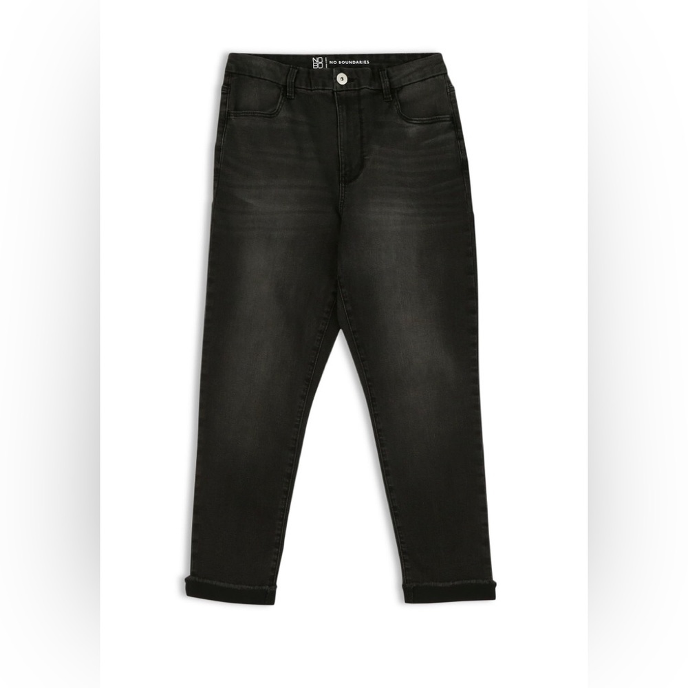 NO BOUNDARIES Womens Curvy Cropped Jeans Size 17 Juniors Black Distressed New
